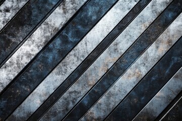 Abstract Diagonal Metal Texture: Grunge Blue and Silver Stripes