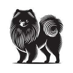 Unique and modern Pomeranian silhouette for artistic creations - Pomeranian illustration - minimal Pomeranian vector - dog silhouette

