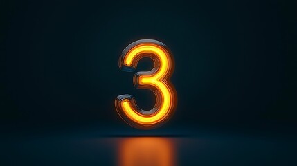 Number '3' glowing brightly against a dark background, creating a simple yet bold visual effect in horizontal composition.