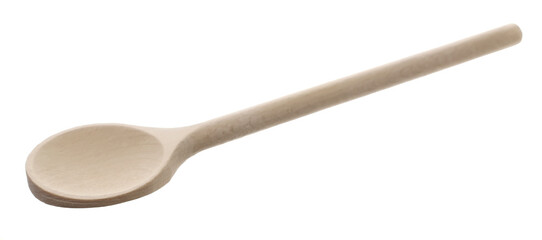 Empty new wooden spoon isolated on white, clipping path
