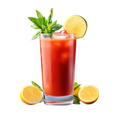 Fototapeta premium Refreshing cocktail with lemon slices, garnished with herbs.