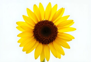Fototapeta premium Radiant Sunflower Blossom with Yellow Petals on Clean White Background