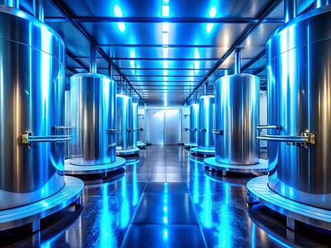 Futuristic Cryogenic Chamber: Long Exposure of a Sleek, Cryo-Sleep Pod in a Sci-Fi Laboratory