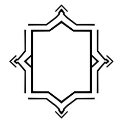 Modern minimalist design featuring a black decorative frame with a geometric shape.