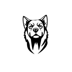 Fototapeta premium Vectorized dog portrait of a Husky, featuring its head in black and white.