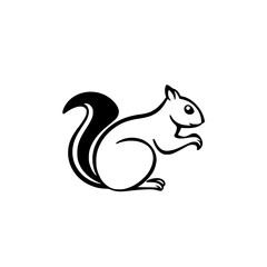 Stylized Squirrel Silhouette: Black and white illustration of a cute squirrel.