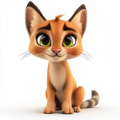 Obraz premium Energetic caracal with a playful demeanor, sleek full-body pose, exuding energy on a bright white background.