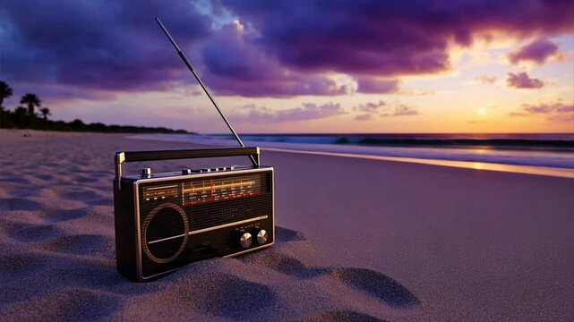 old radio on the beach