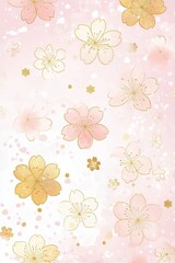 Golden flowers pattern japanese style art background decorative wallpaper