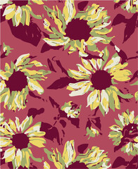 Exotic hand drawn flowers, seamless patterns with floral for fabric, textiles, clothing, wrapping paper, cover, banner, home decor, abstract backgrounds.