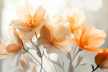 Obraz premium Beautiful orange flowers blooming gracefully in soft light with delicate petals and gentle shadows