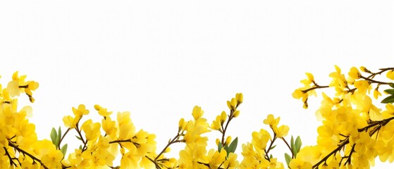 Obraz premium Yellow Forsythia Bouquet Isolated on White Background