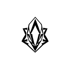 Obraz premium Black and white symmetrical logo or emblem, creating a stylized geometric design.