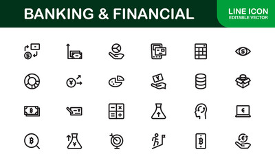 Financial and Banking Icon Pack. Professional Icons for Wealth Management, Online Banking, Transactions, and Money Management Designs