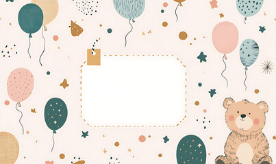 Bear cartoon 2d illustrator for card or wallpaper