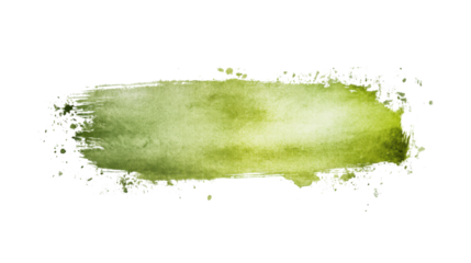 Green watercolor stain splashing on transparent background