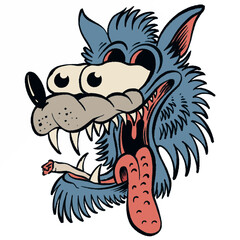 fox cartoon vector illustration vintage