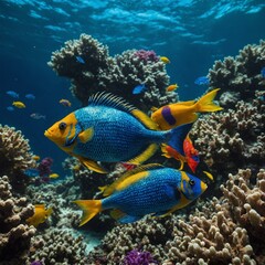 Obraz premium A vibrant underwater scene featuring the most colorful fish in the ocean.