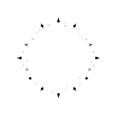 Celestial arrangement of black stars outlining a diamond shape on a white background.