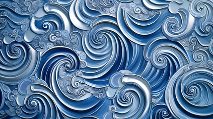 Abstract blue swirl pattern, fluid shapes creating a sense of movement, ideal for backgrounds or creative designs.