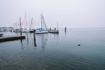 Fototapeta premium Colorful Boats by the Italian Waterfront