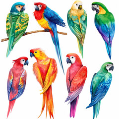 Naklejka premium set of parrots
