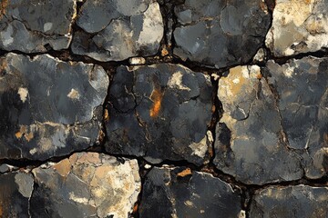 Fototapeta premium Textured stone wall displaying diverse colors and patterns in natural rock formations and mineral deposits