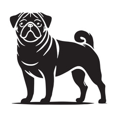 Minimalist Pug silhouette perfect for stylish branding - Pug illustration - minimal Pug vector - dog silhouette
