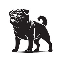 Pug silhouette emphasizing its friendly and loving demeanor - Pug illustration - minimal Pug vector - dog silhouette
