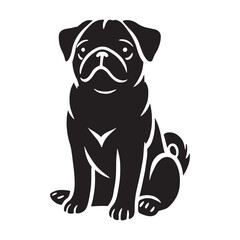 Detailed Pug silhouette designed for digital artwork and prints - Pug illustration - minimal Pug vector - dog silhouette
