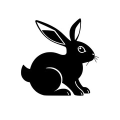 **Black Rabbit Silhouette: Minimalist Illustration of a Sitting Rabbit**