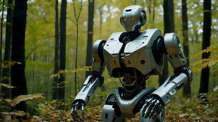 Fototapeta premium A futuristic robot in the jungle 