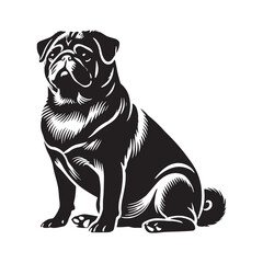High-quality Pug silhouette crafted for professional digital use - Pug illustration - minimal Pug vector - dog silhouette
