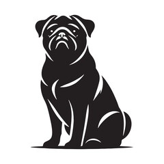 Adorable Pug silhouette designed for pet-based designs and art - Pug illustration - minimal Pug vector - dog silhouette
