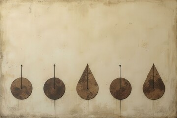 Rusted Circular Metal Objects on Aged Off White Wall
