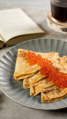 Pancakes with salmon caviar 