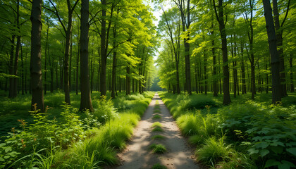 Obraz premium Sunlit forest path