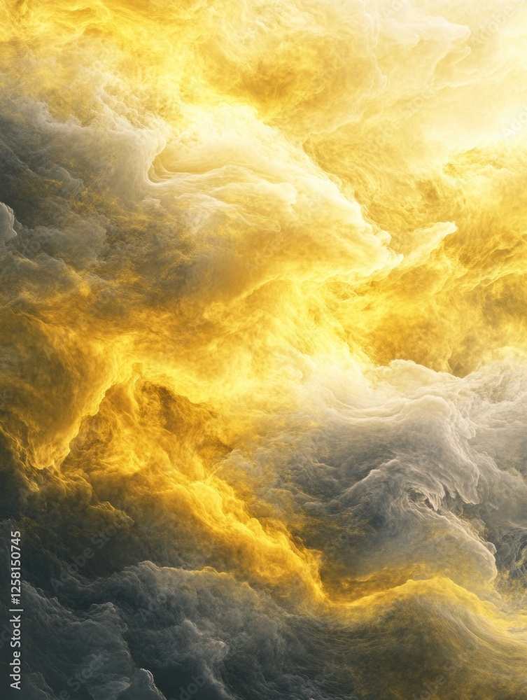 Poster swirling clouds of yellow and gray create a mystical atmosphere on venus illuminated by sunlight. ge