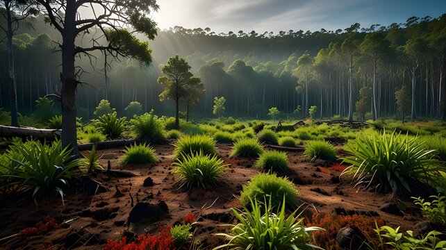 A vibrant ecosystem recovering from deforestation