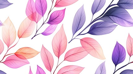 Fototapeta premium Abstract Botanical Leaves Background - Seamless White Background Botanical Leaves, Elegant Abstract Botanical Leaves Design, Modern Abstract Botanical Leaves Seamless Pattern, Home Decor,
