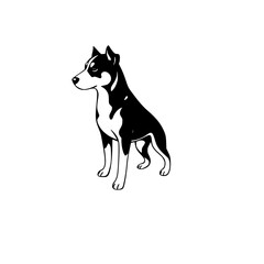 Black and White Illustration of a Husky-like Dog with an elegant pose on a white background.