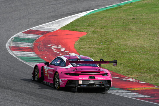 Scarperia, Italy - September 29th 2024: Porsche 911 GT3 R LMGT3 of team IRON DAMES drive by BOVY-FREY-GATTING in action during 4h of Mugello.