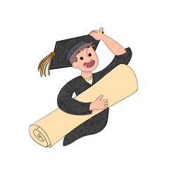 Graduation Student Holding a Diploma Illustration Pencil Texture