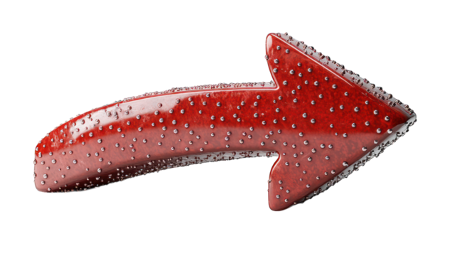 rising red arrow 3d render icon isolated on white background