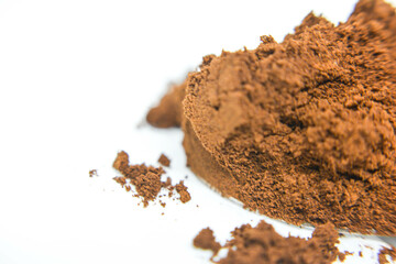 Ground coffee on white background. Ground coffee