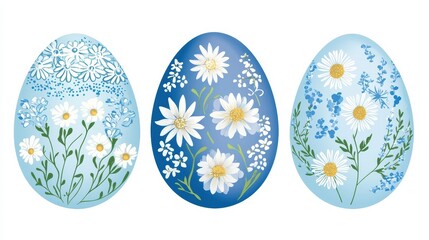 Fototapeta premium Colorful Easter eggs adorned with floral designs, perfect for spring celebrations and festive decorations.