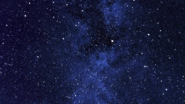 Galaxy exploration through outer space. 3D animation of space travel through numerous constellations and galaxies. Glowing stars with colorful nebulae. Billions of stars in the Milky Way galaxy.