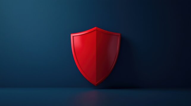A striking red shield symbolizing protection and security against threats, set against a sleek blue background.