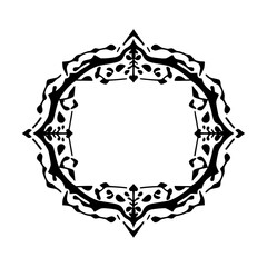 Intricate Black & White Ornamental Circle Frame.