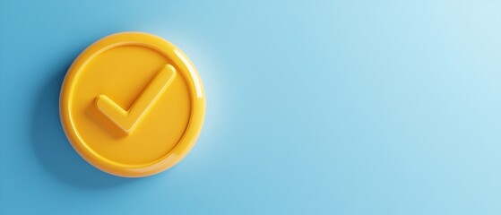 A bright yellow checkmark symbol on a cool blue background, representing approval, success, and positive outcomes in various contexts.
